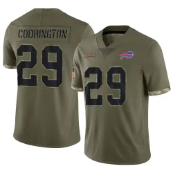 Men's Brandon Codrington Buffalo Bills No.29 Limited 2022 Salute To Service Jersey - Olive
