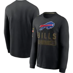 Men's Buffalo Bills No. 2020 Salute to Service Sideline Performance Long Sleeve T-Shirt - Black