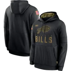 Men's Buffalo Bills No. 2020 Salute to Service Sideline Performance Pullover Hoodie - Black