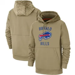 Men's Buffalo Bills No. Tan 2019 Salute to Service Sideline Therma Pullover Hoodie