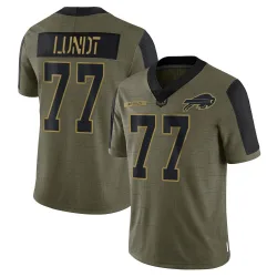 Men's Chase Lundt Buffalo Bills No.77 Limited 2021 Salute To Service Jersey - Olive