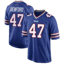 Men's Christian Benford Buffalo Bills No.47 Game Team Color Jersey - Royal Blue