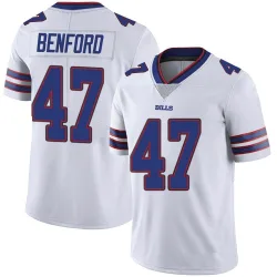 Men's Christian Benford Buffalo Bills No.47 Limited Color Rush Vapor Untouchable Jersey - White