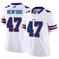 Men's Christian Benford Buffalo Bills No.47 Limited Vapor F.U.S.E. Jersey - White