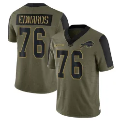 Men's David Edwards Buffalo Bills No.76 Limited 2021 Salute To Service Jersey - Olive