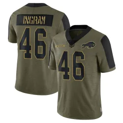 Men's Ja'Marcus Ingram Buffalo Bills No.46 Limited 2021 Salute To Service Jersey - Olive