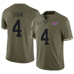 Men's James Cook Buffalo Bills No.4 Limited 2022 Salute To Service Jersey - Olive