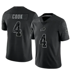 Men's James Cook Buffalo Bills No.4 Limited Reflective Jersey - Black