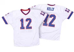 Men's Jim Kelly Buffalo Bills No.12 Authentic Mitchell And Ness Throwback Jersey - White