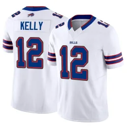 Men's Jim Kelly Buffalo Bills No.12 Limited Vapor F.U.S.E. Jersey - White