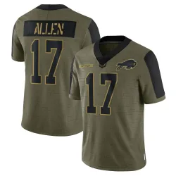 Men's Josh Allen Buffalo Bills No.17 Limited 2021 Salute To Service Jersey - Olive