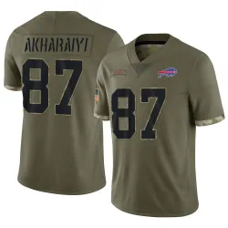 Men's Kelly Akharaiyi Buffalo Bills No.87 Limited 2022 Salute To Service Jersey - Olive