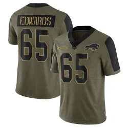 Men's Mike Edwards Buffalo Bills No.65 Limited 2021 Salute To Service Jersey - Olive