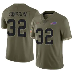 Men's O. J. Simpson Buffalo Bills No.32 Limited 2022 Salute To Service Jersey - Olive