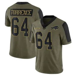 Men's O'Cyrus Torrence Buffalo Bills No.64 Limited 2021 Salute To Service Jersey - Olive