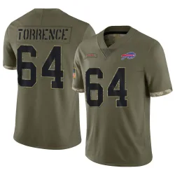 Men's O'Cyrus Torrence Buffalo Bills No.64 Limited 2022 Salute To Service Jersey - Olive