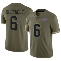 Men's Shane Buechele Buffalo Bills No.6 Limited 2022 Salute To Service Jersey - Olive