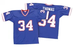 Men's Thurman Thomas Buffalo Bills No.34 Authentic Mitchell And Ness 35th Anniversary Patch Throwback Jersey - Royal Blue