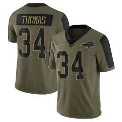 Men's Thurman Thomas Buffalo Bills No.34 Limited 2021 Salute To Service Jersey - Olive