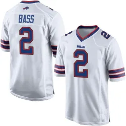 Men's Tyler Bass Buffalo Bills No.2 Game Jersey - White