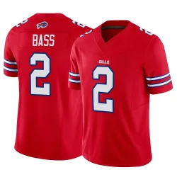 Men's Tyler Bass Buffalo Bills No.2 Limited Vapor F.U.S.E. Jersey - Red