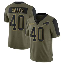 Men's Von Miller Buffalo Bills No.40 Limited 2021 Salute To Service Jersey - Olive