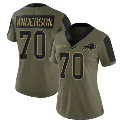 Women's Alec Anderson Buffalo Bills No.70 Limited 2021 Salute To Service Jersey - Olive