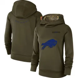 Women's Buffalo Bills No. 2018 Salute to Service Team Logo Performance Pullover Hoodie - Olive