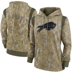 Women's Buffalo Bills No. 2021 Salute to Service Therma Performance Pullover Hoodie - Olive