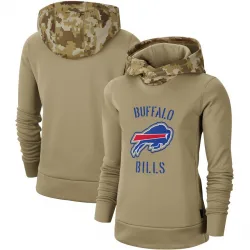 Women's Buffalo Bills No. Khaki 2019 Salute to Service Therma Pullover Hoodie