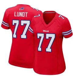 Women's Chase Lundt Buffalo Bills No.77 Game Alternate Jersey - Red
