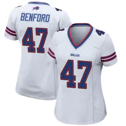Women's Christian Benford Buffalo Bills No.47 Game Jersey - White