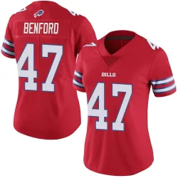 Women's Christian Benford Buffalo Bills No.47 Limited Color Rush Vapor Untouchable Jersey - Red