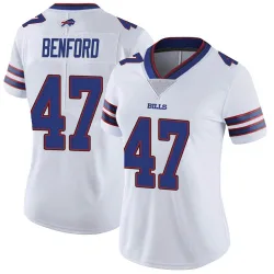 Women's Christian Benford Buffalo Bills No.47 Limited Color Rush Vapor Untouchable Jersey - White