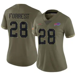 Women's Darrick Forrest Buffalo Bills No.28 Limited 2022 Salute To Service Jersey - Olive