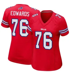 Women's David Edwards Buffalo Bills No.76 Game Alternate Jersey - Red