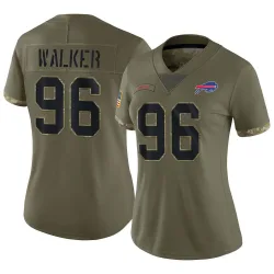 Women's Deone Walker Buffalo Bills No.96 Limited 2022 Salute To Service Jersey - Olive