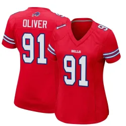 Women's Ed Oliver Buffalo Bills No.91 Game Alternate Jersey - Red