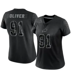 Women's Ed Oliver Buffalo Bills No.91 Limited Reflective Jersey - Black