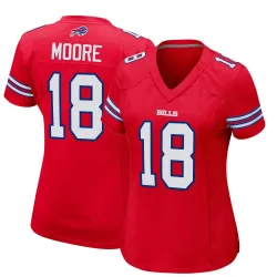 Women's Elijah Moore Buffalo Bills No.18 Game Alternate Jersey - Red