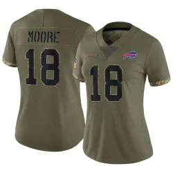 Women's Elijah Moore Buffalo Bills No.18 Limited 2022 Salute To Service Jersey - Olive