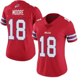 Women's Elijah Moore Buffalo Bills No.18 Limited Color Rush Vapor Untouchable Jersey - Red