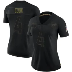 Women's James Cook Buffalo Bills No.4 Limited 2020 Salute To Service Jersey - Black