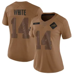 Women's Mike White Buffalo Bills No.14 Limited 2023 Salute To Service Jersey - Brown