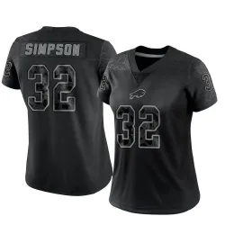 Women's O. J. Simpson Buffalo Bills No.32 Limited Reflective Jersey - Black