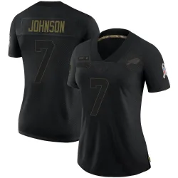 Women's Taron Johnson Buffalo Bills No.7 Limited 2020 Salute To Service Jersey - Black