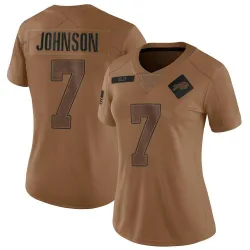 Women's Taron Johnson Buffalo Bills No.7 Limited 2023 Salute To Service Jersey - Brown