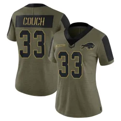 Women's Te'Cory Couch Buffalo Bills No.33 Limited 2021 Salute To Service Jersey - Olive