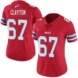 Women's Travis Clayton Buffalo Bills No.67 Limited Color Rush Vapor Untouchable Jersey - Red