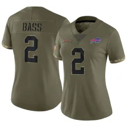Women's Tyler Bass Buffalo Bills No.2 Limited 2022 Salute To Service Jersey - Olive